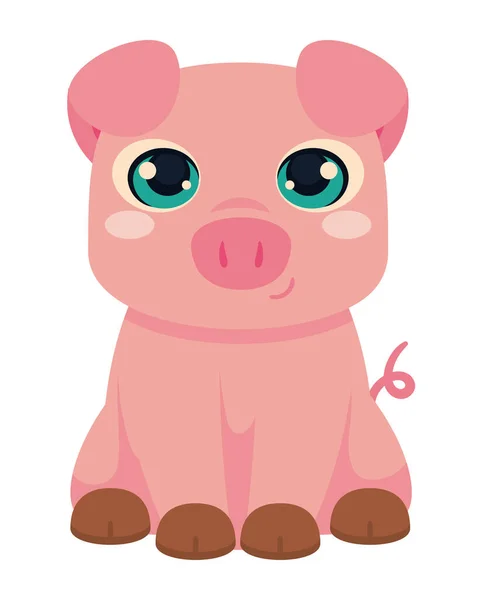 Porc Mignon Animal Icône Isolé — Image vectorielle
