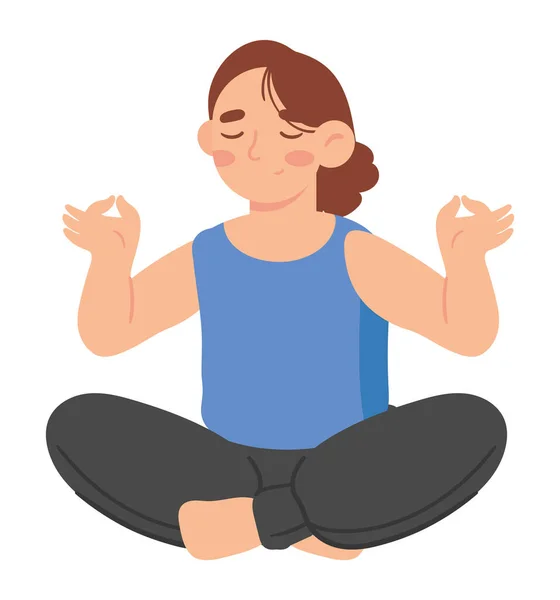 Donna Meditazione Yoga Posa Icona Isolato — Vettoriale Stock