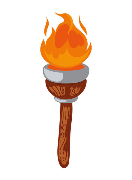 burning torch flat icon isolated