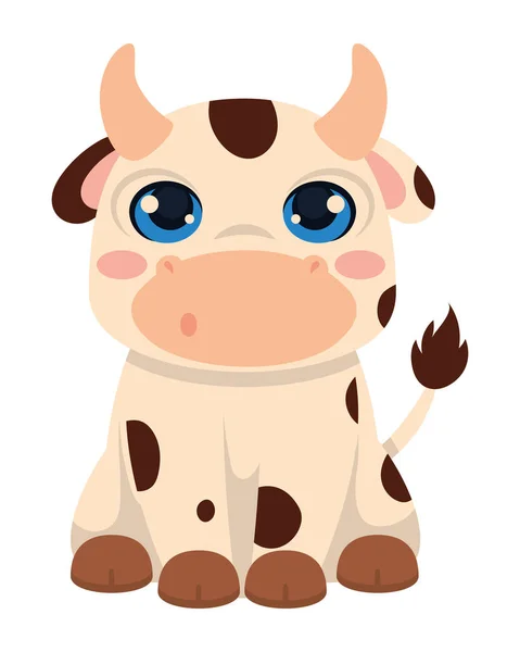 Vache Mignon Animal Icône Isolé — Image vectorielle