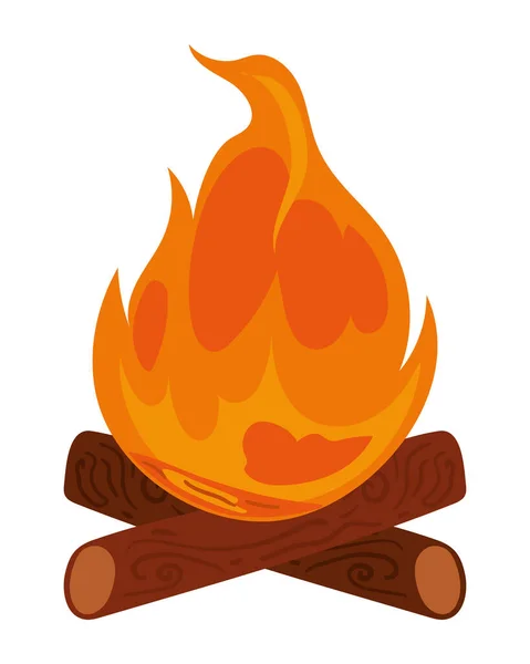燃烧篝火扁平图标隔离 — 图库矢量图片