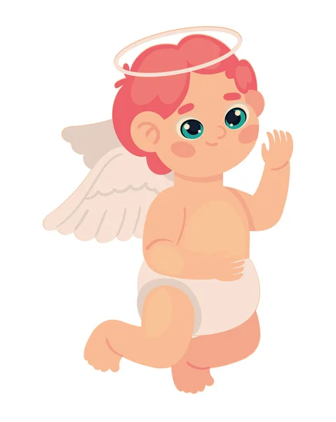 Schattig Cupid Karakter Pictogram Geïsoleerd — Stockvector