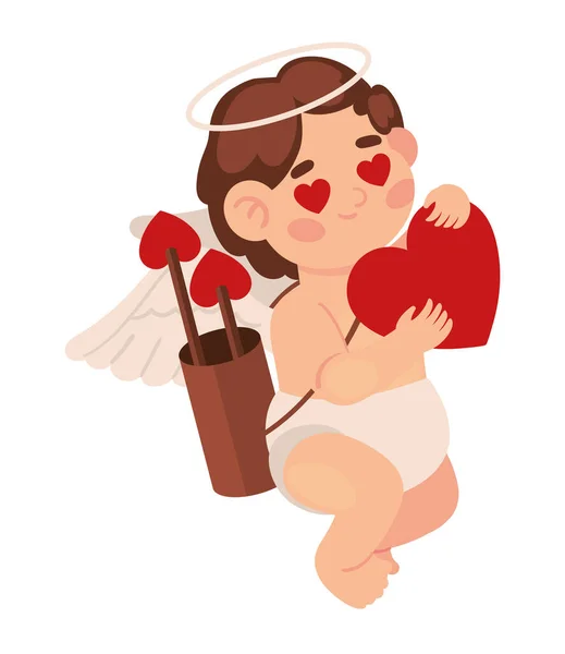 Cupido Com Coração Setas Ícone Isolado — Vetor de Stock