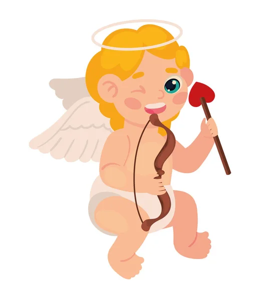 Cupid Med Pil Och Båge Ikon Isolerad — Stock vektor