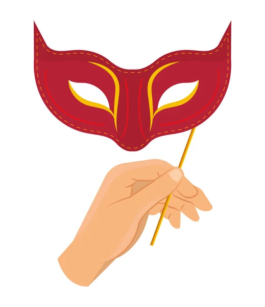 Main Avec Masque Carnaval Nouvelle Icône Année Isolé — Image vectorielle