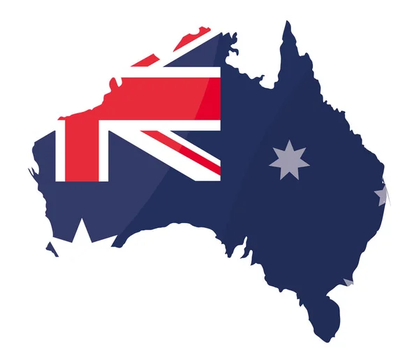 Australie Carte Drapeau Icône Isolé Plat — Image vectorielle