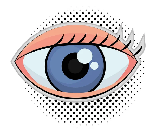 Weibliche Auge Pop Art Ikone Isoliert — Stockvektor
