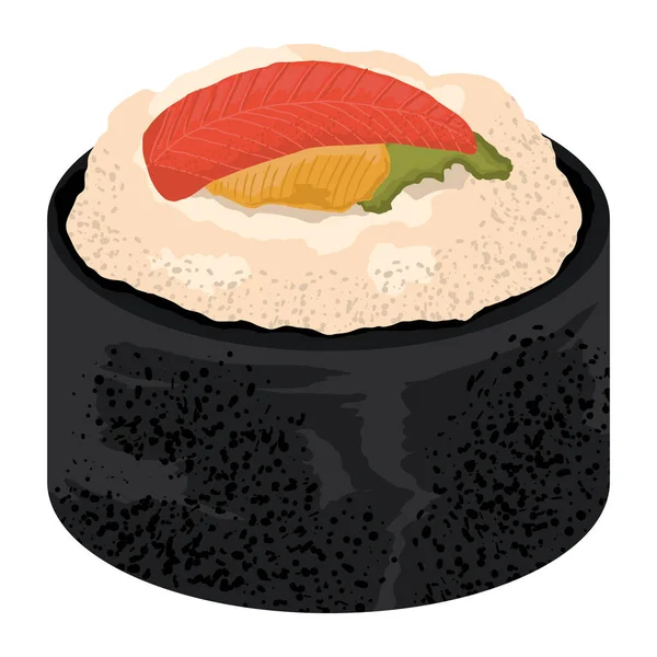 Sushi Dengan Ikon Makanan Jepang Rumput Laut - Stok Vektor