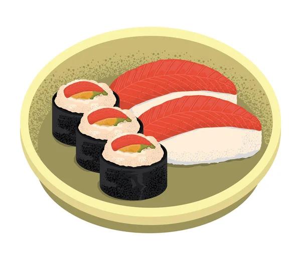 Sushi Japonské Jídlo Ikona Izolované — Stockový vektor