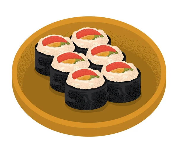 Суши Роллы Японской Иконе Блюд — стоковый вектор