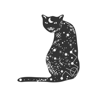 kedi sürreal astroloji ikonu izole