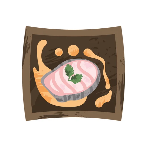 魚肉ソースの盛り付けアイコン分離 — ストックベクタ