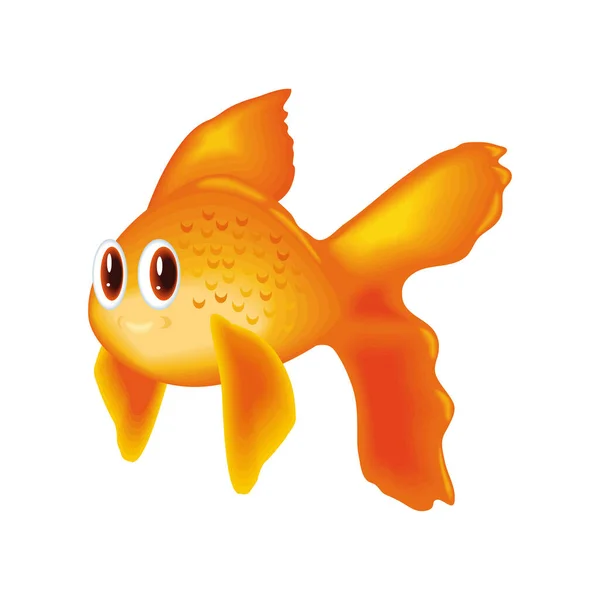Pesce Dorato Icona Del Cartone Animato Piatto Isolato — Vettoriale Stock