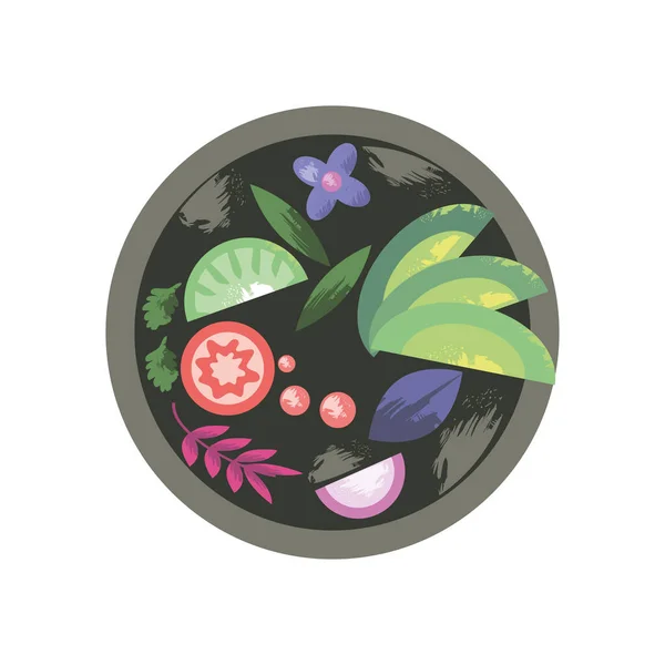 Салат Овочі Харчове Покриття Ікона Ізольована — стоковий вектор