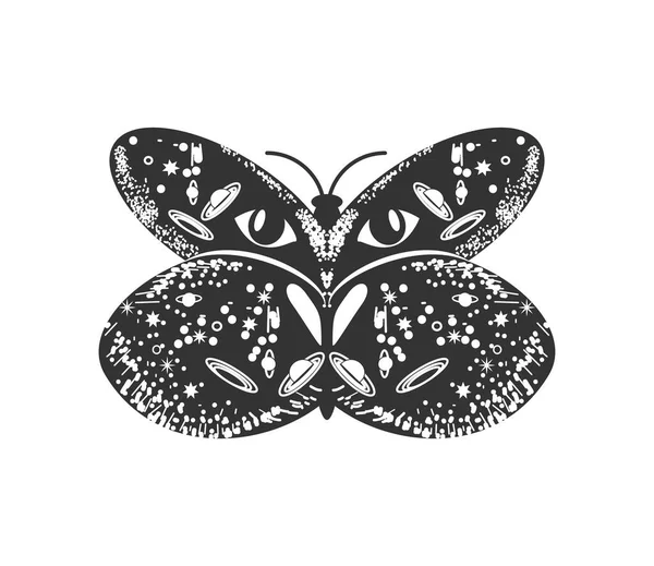 Butterfly Surreal Astrology Icon Isolated — Stock Vector