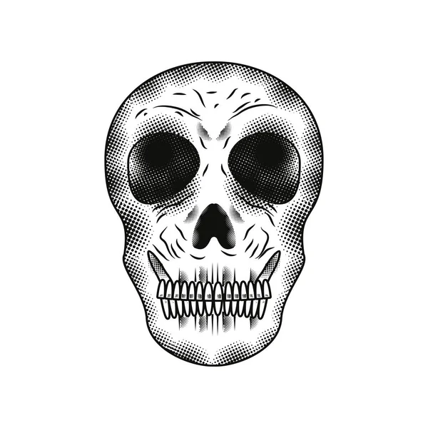 Icône Style Tatouage Crâne Isolé — Image vectorielle