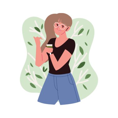 Organik kozmetik tasarımlı bir kadın.