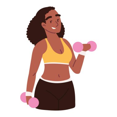 Dambıl fitness yaşam tarzı ikonu olan kadın izole edildi