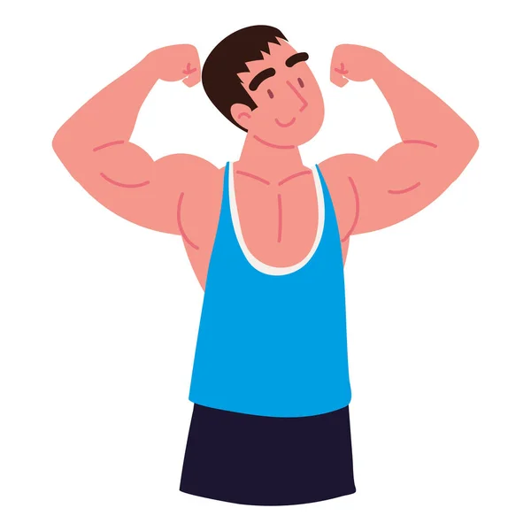 Homem Muscular Fitness Estilo Vida Ícone Isolado — Vetor de Stock