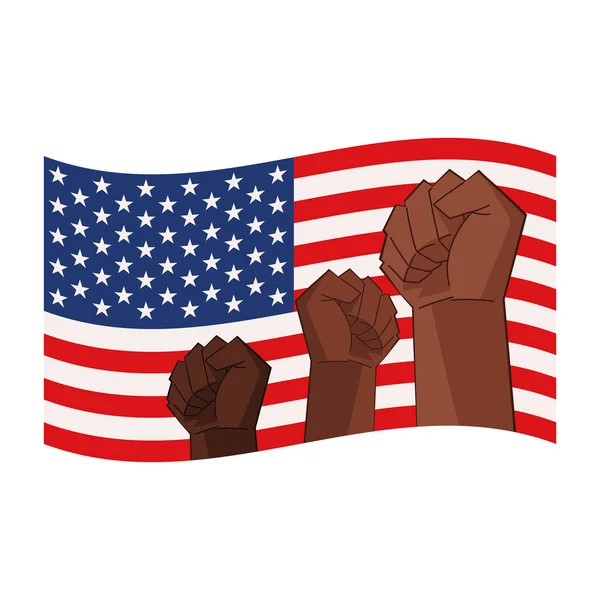Американський Прапор Чорними Руками — стоковий вектор
