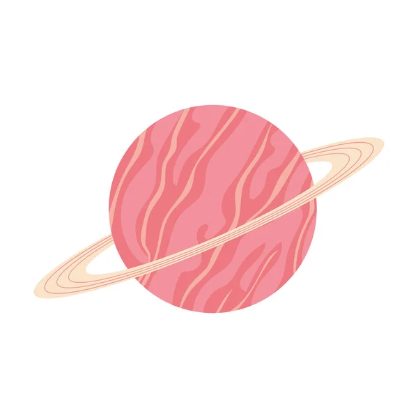 Saturn Prostor Planeta Ikona Izolované Ploché — Stockový vektor