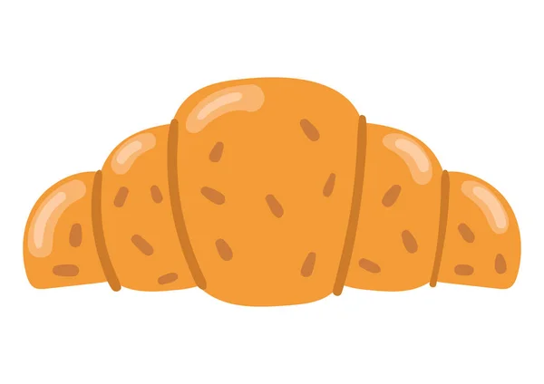 Croissant Brot Symbol Isoliert Flach — Stockvektor