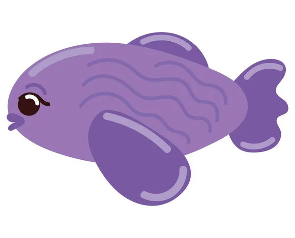 Icono Pescado Púrpura Estilo Aislado — Vector de stock
