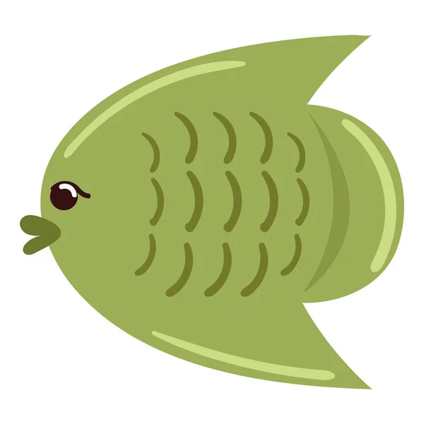Zelená Rybí Ikona Izolovaný Styl — Stockový vektor