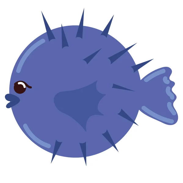 Blowfish Icône Mer Style Isolé — Image vectorielle