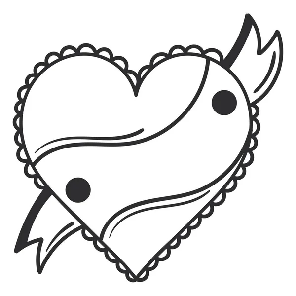 Heart Ribbon Tattoo Icon Isolated Flat — Stock Vector