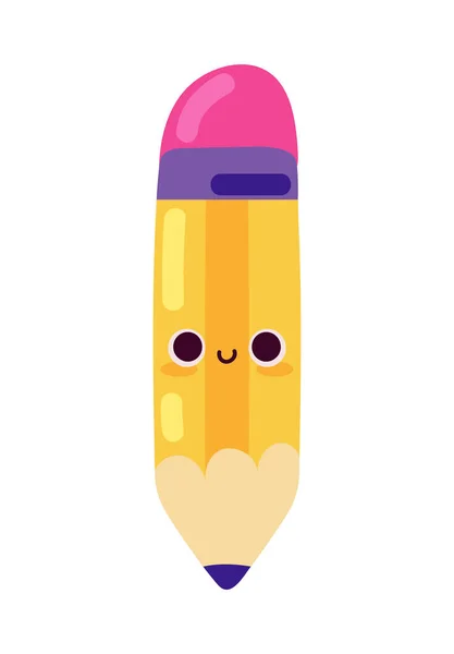 Pencil Cute School Icon Isolated — Stock Vector