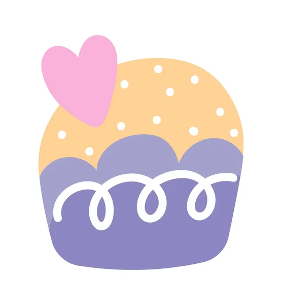 Cupcake Geburtstag Ikone Flach Isoliert — Stockvektor