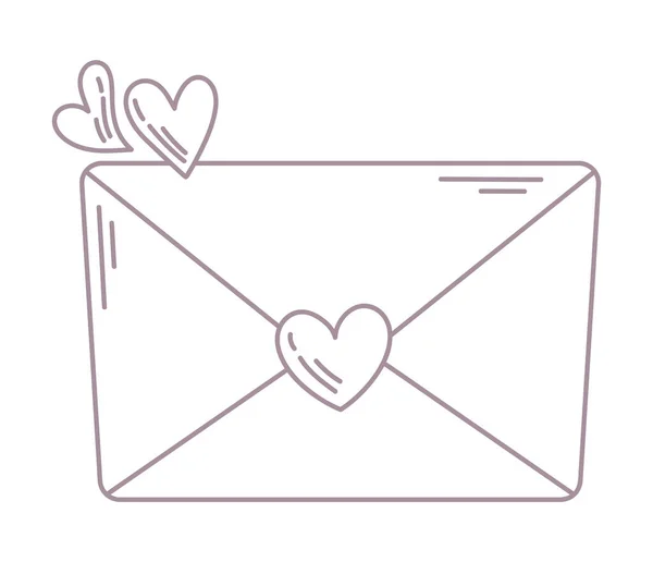 Mail List Miłość Ikona Mieszkanie Odizolowane — Wektor stockowy