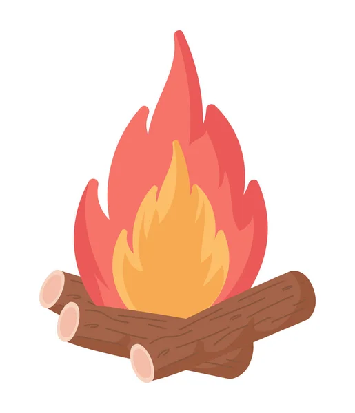 Ikon Datar Api Unggun Alam Terisolasi - Stok Vektor