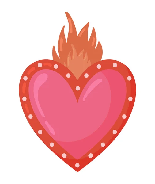 Coeur Avec Flammes Icône Isolé — Image vectorielle