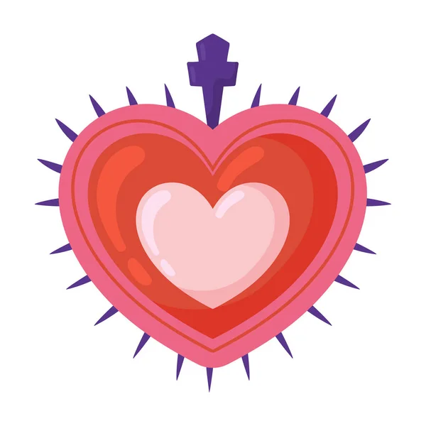 Сердце Крестом Значок Изолирован — стоковый вектор