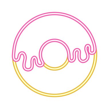 Donut neon yiyecek ikonu izole edildi