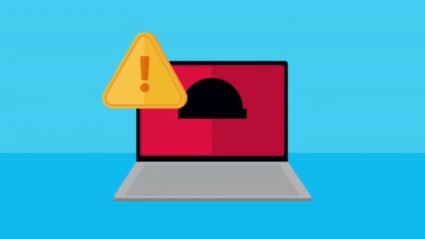 Laptop Dengan Hacker Keamanan Cyber Animasi Video — Stok Video