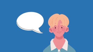 sarışın adam karakter animasyonu konuşuyor, 4k video animasyonu