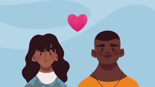 Jovens Amantes Casal Personagens Animação Vídeo Animado — Vídeo de Stock