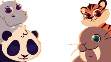 group of animals characters animation ,4k video animated