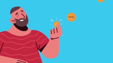 Bozuk parası olan adam ekonomi animasyonu, 4k video animasyonu