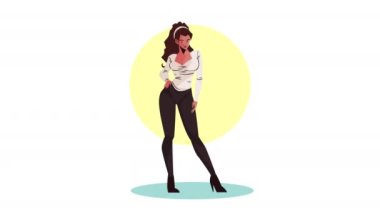 sexi kadın modellik karakteri animasyonu, 4k video animasyonu