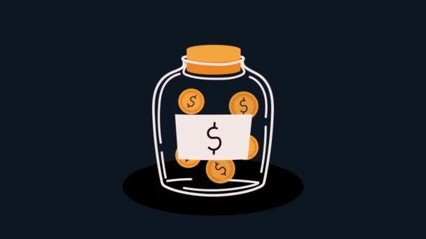 Coins Money Mason Jar Financial Animation Video Animated — Stock Video