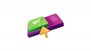 İmleç düğmeli alışveriş arabası ekommerce, 4k video animasyonu