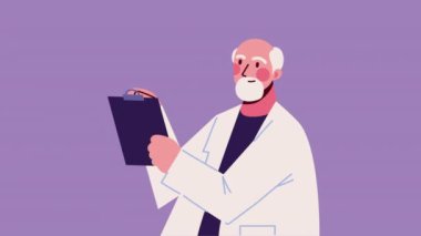 pano ile çalışan erkek profesyonel doktor, 4k video animasyonu
