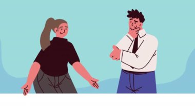 elegant business couple characters animation ,4k video animated