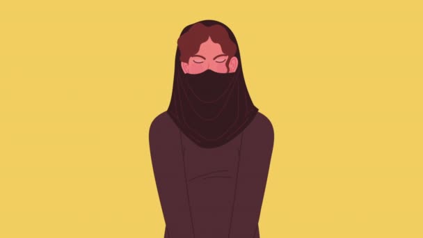 Mujer Iraní Animación Personaje Frontal Video Animado — Vídeo de stock