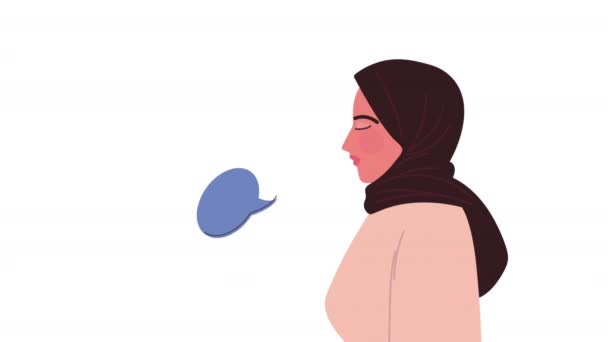 Mujer Iraní Habla Animación Personajes Video Animado — Vídeo de stock