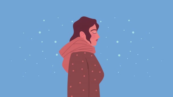 Iransk Kvinna Profil Karaktär Animation Video Animerad — Stockvideo